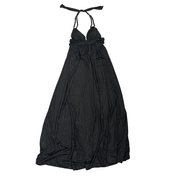 COOGI Black Logo Embossed Halter Maxi Dress Size Women's Small - Picture 1 of 4